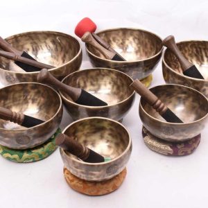 Tibetan Full Moon Singing Bowl set of 7 - CDEFGAB Professional Singing Bowls Chakra Note Tuned Sound Healing Meditation Bowls -Yoga therapy