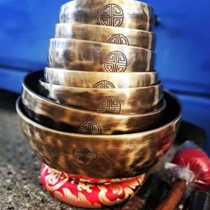 Tibetan Full Moon Singing Bowl set of 7 - CDEFGAB Professional Singing Bowls Chakra Note Tuned Sound Healing Meditation Bowls -Yoga therapy