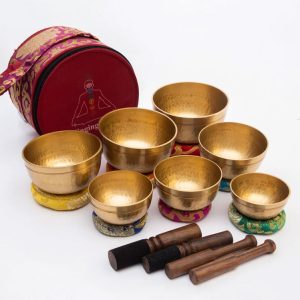 Handmade Tibetan Singing Bowl Set -Set of 7 Singing Bowls-Seven Chakra Sized Singing Bowl