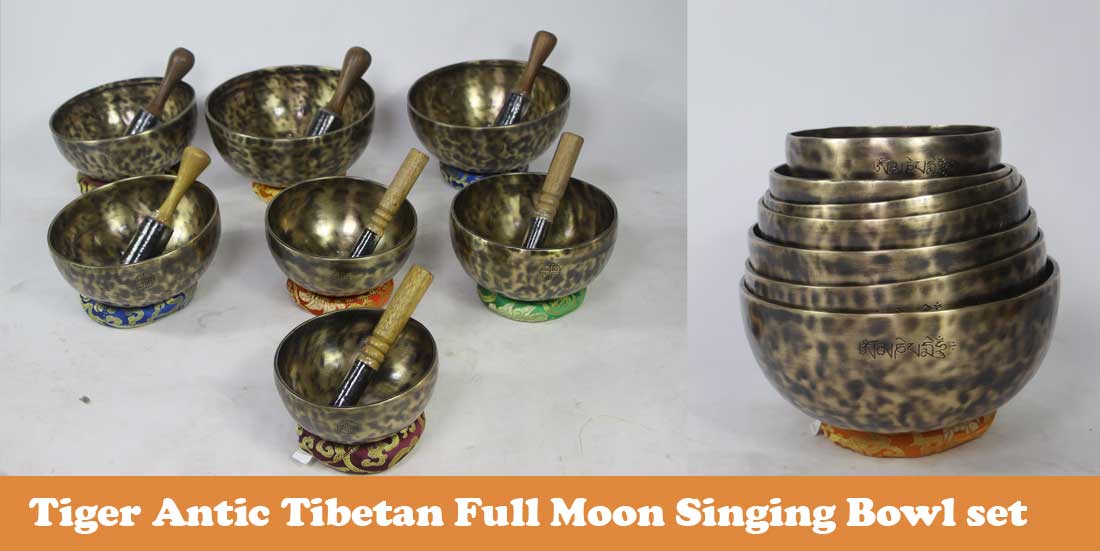 Tiger Antic Tibetan Full Moon Singing Bowl set
