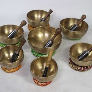 Dim Seven Chakra Full Mone Handmade Tibetan Sinking Bowl Set