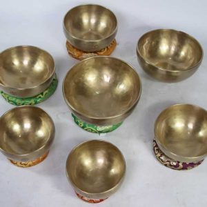 Dim Seven Chakra Full Mone Handmade Tibetan Sinking Bowl Set