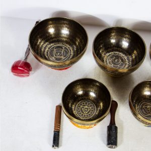 Seven Charka Tibetan Singing Bowl with Mantra Design with Chakra Symbols