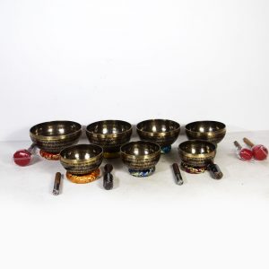 Seven Charka Tibetan Singing Bowl with Mantra Design with Chakra Symbols