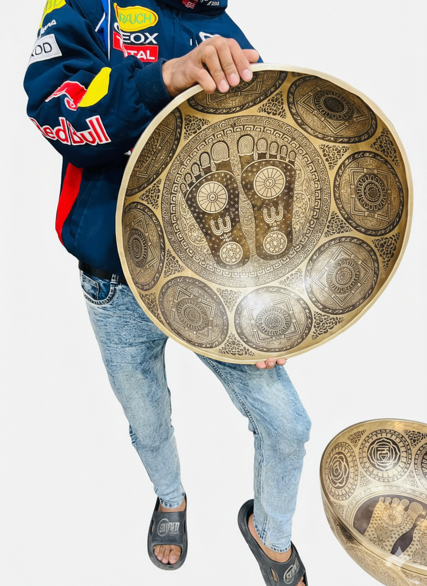 Handmade 55 CM Buddha Foot Tibetan Singing Bowl – Deep Sound Healing & Chakra Balancing | Bulk Wholesale Handmade 55 CM Buddha Foot Tibetan Singing Bowl – Deep Sound Healing & Chakra Balancing | Bulk Wholesale