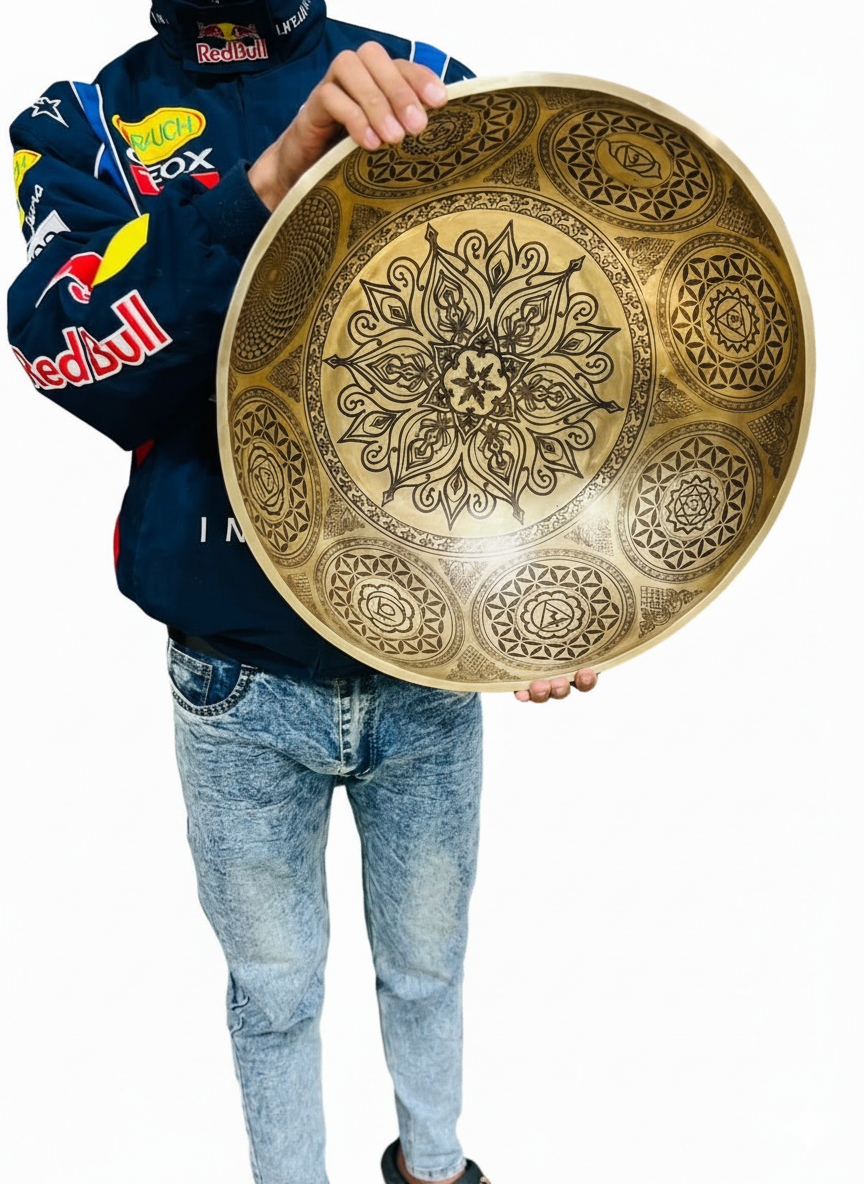 Large 53 CM Flower Design Tibetan Singing Bowl – Sound Bath, Meditation & Chakra Healing Large 53 CM Flower Design Tibetan Singing Bowl – Sound Bath, Meditation & Chakra Healing