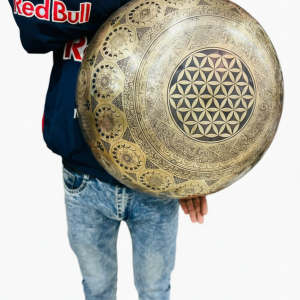 Large 53 CM Flower Design Tibetan Singing Bowl – Sound Bath, Meditation & Chakra Healing