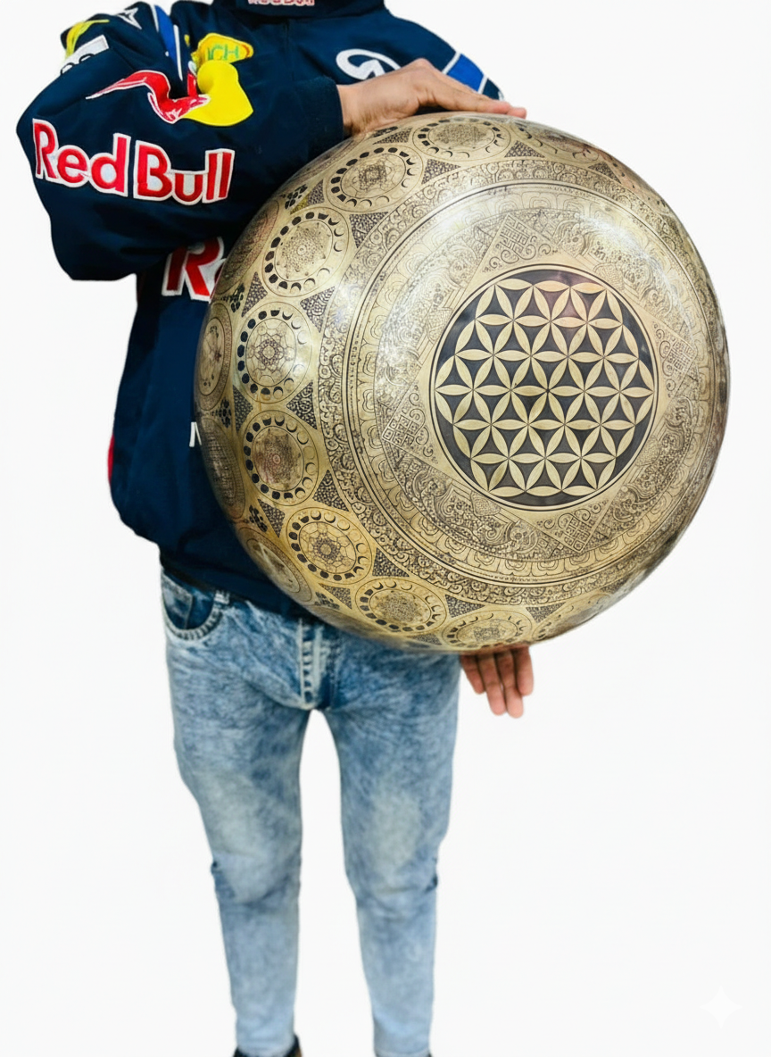 Large 53 CM Flower Design Tibetan Singing Bowl – Sound Bath, Meditation & Chakra Healing Large 53 CM Flower Design Tibetan Singing Bowl – Sound Bath, Meditation & Chakra Healing