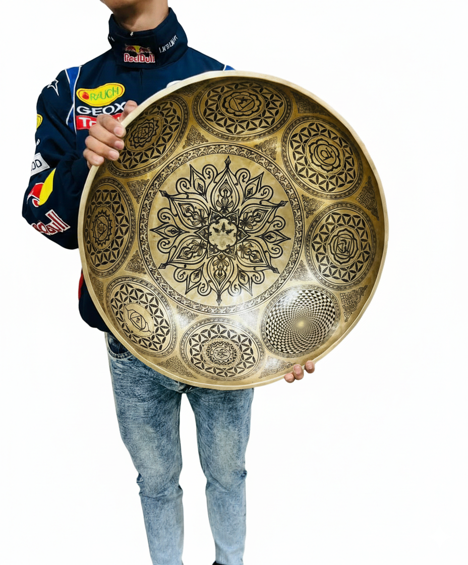 47 CM Handcrafted Flower Design Singing Bowl – Powerful Sound Therapy Instrument 47 CM Handcrafted Flower Design Singing Bowl – Powerful Sound Therapy Instrument