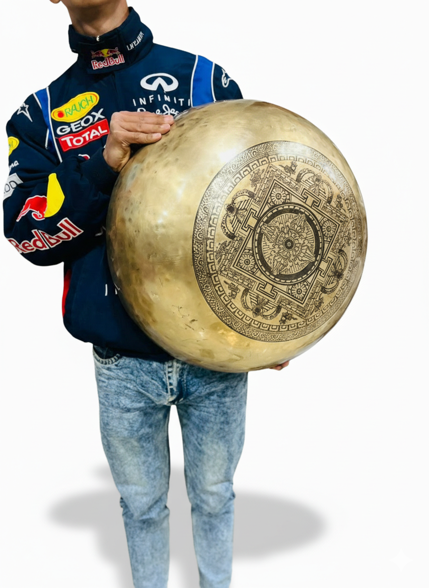 47 CM Handcrafted Flower Design Singing Bowl – Powerful Sound Therapy Instrument 47 CM Handcrafted Flower Design Singing Bowl – Powerful Sound Therapy Instrument