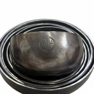 Professional 7 Chakra Black Tibetan Singing Bowl Set with Notes CDEFGAB