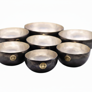 Silver Plated New Moon Singing Bowl Set of Seven