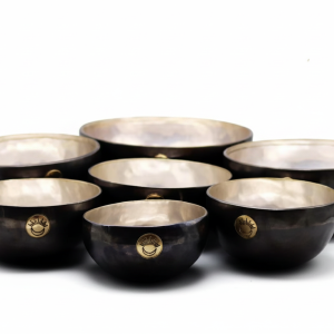 Silver Plated New Moon Singing Bowl Set of Seven