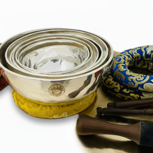 Silver-Plated Sun Moon Singing Bowl Set of 7