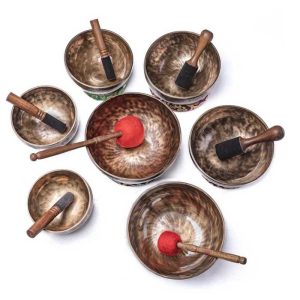 7-Chakra Handmade Tibetan Singing Bowl Set for Meditation & Healing