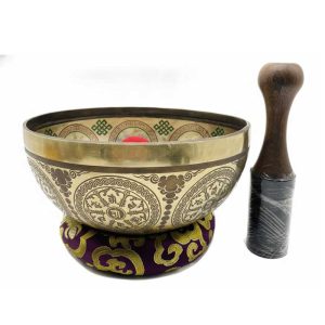 Hand Painted Thangka Art Tibetan Singing Bowl-Sacred Seven Chakra Carving Bowl