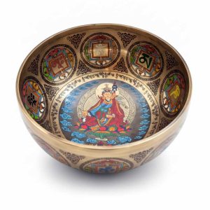 Guru Rinpoche Hand-Painted Thangka Art Tibetan Singing Bowl -  25-26 cm