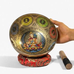 Full Thangka Painting Handmade Tibetan Singing Bowl 25-26 Cm
