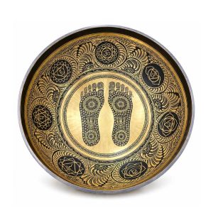 Himalayan Large Buddha Feet Carved Singing Bowl: Tibetan Chakra Healing 50 Cm