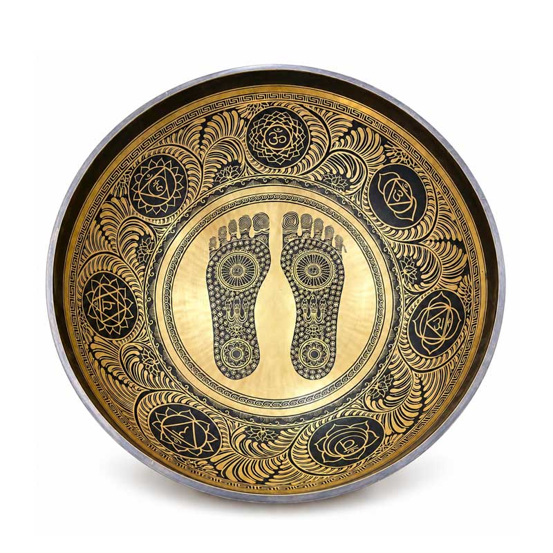 Himalayan Large Buddha Feet Carved Singing Bowl: Tibetan Chakra Healing 50 Cm Himalayan Large Buddha Feet Carved Singing Bowl: Tibetan Chakra Healing 50 Cm